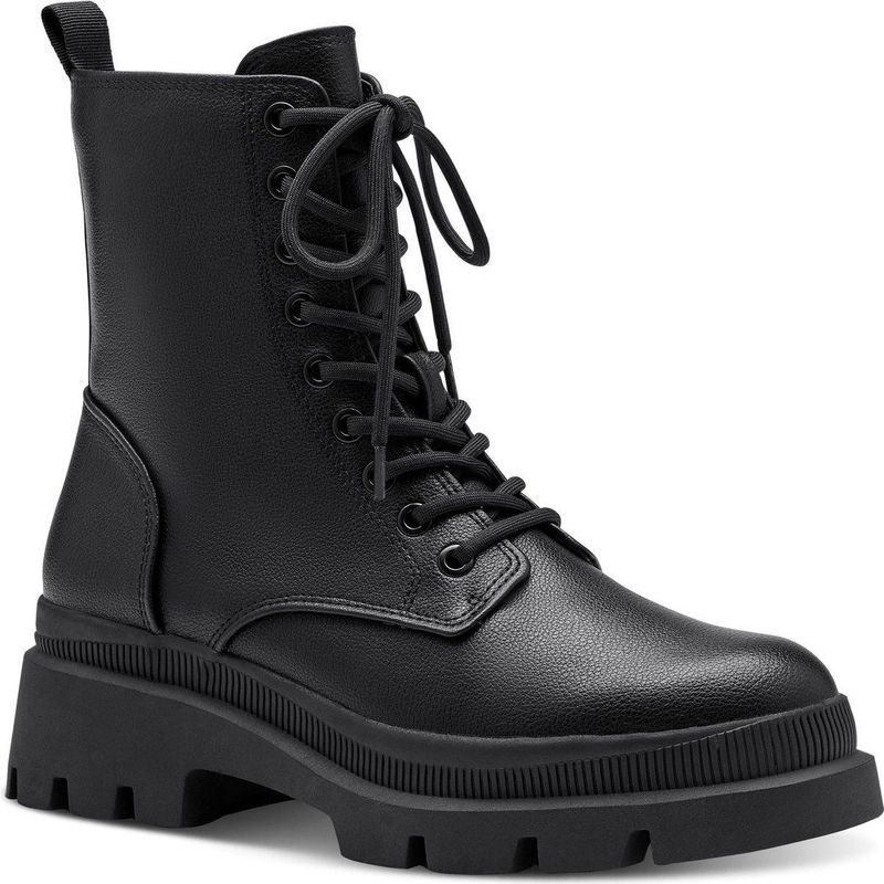 Tamaris - ESSENTIALS - Dames Lace Boot Flat - Zwart Matt - Vegan