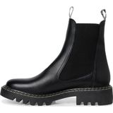 Tamaris - Enkellaarzen - Zwart - Glad Leder - Slip-On - Plat