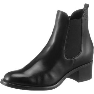 Tamaris Chelsea boots voor dames, leer, blokhak, zwart, 37 EU