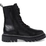 Tamaris - Enkellaarsje - Zwart - Blokhak 4 cm - Rits en Vetersluiting