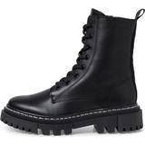 Tamaris - Enkellaarsje - Zwart - Blokhak 4 cm - Rits en Vetersluiting