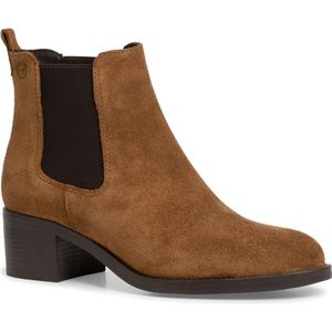 Tamaris Chelsea boots voor dames, enkellaarzen, Touch-it-voetbed, Braun cognac suède., 40 EU