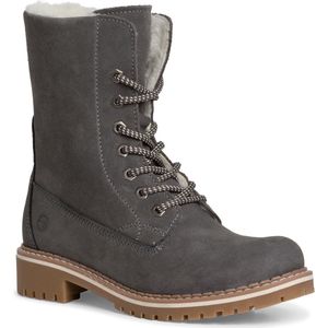 Veterboots - Effen - Leer - Blokhak - Warm Gevoerd
