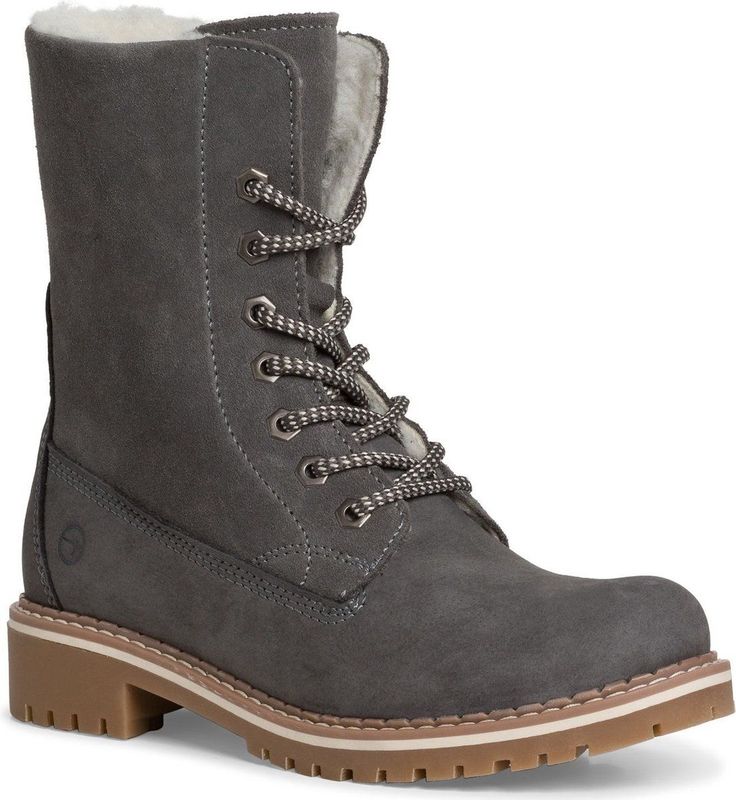 Veterboots - Effen - Leer - Blokhak - Warm Gevoerd