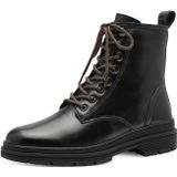 Tamaris - Veter-enkellaarsjes - Zwart - Leer - Uitneembaar Voetbed