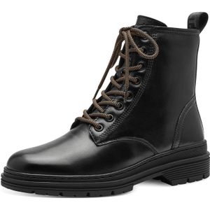 Tamaris - Veter-enkellaarsjes - Zwart - Leer - Uitneembaar Voetbed