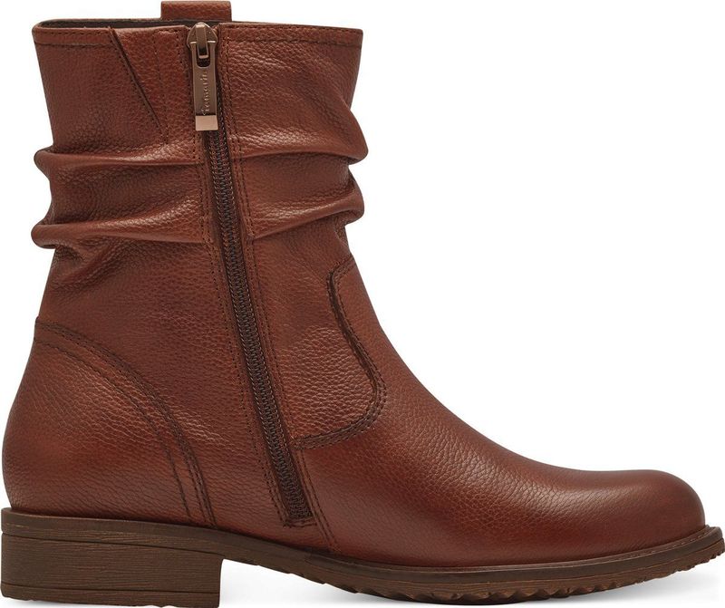 Tamaris Core - Dames Laarzen - COGNAC - Leren Bovenwerk - Ritssluiting
