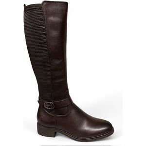 Tamaris - 1-25618-43 342 - Lange Laars - Bruin - Leder/Stretch Achterkant