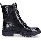 Tamaris - Enkellaarsjes - Zwart - Vegan Krokodillen Lakleder