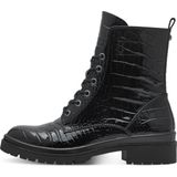 Tamaris - Enkellaarsjes - Zwart - Vegan Krokodillen Lakleder