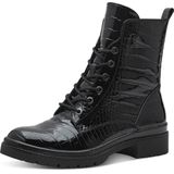 Tamaris - Enkellaarsjes - Zwart - Vegan Krokodillen Lakleder