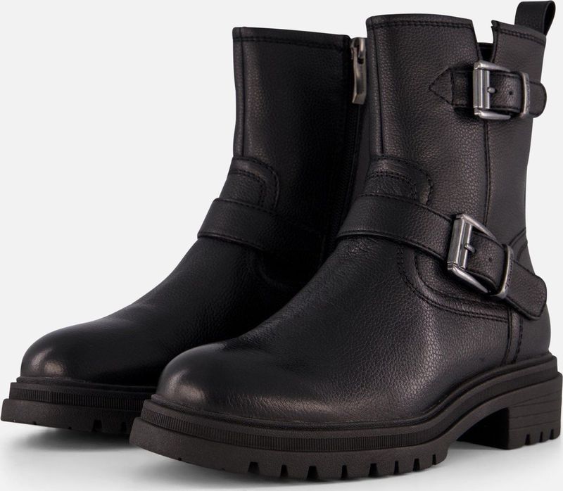 TAMARIS - Enkellaarsje - Zwart - Leer en Kunststof