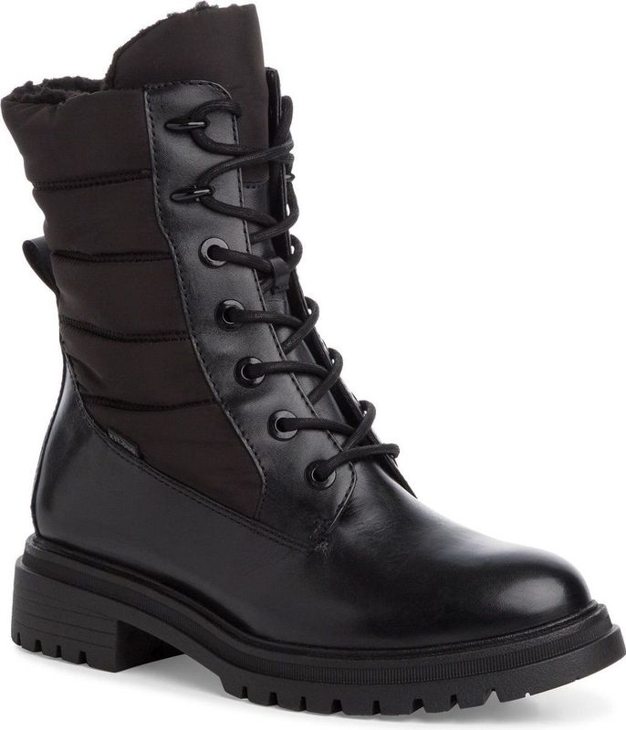 TAMARIS - Enkellaarsjes - Zwart - Leer en Textiel - DuoTex Technologie