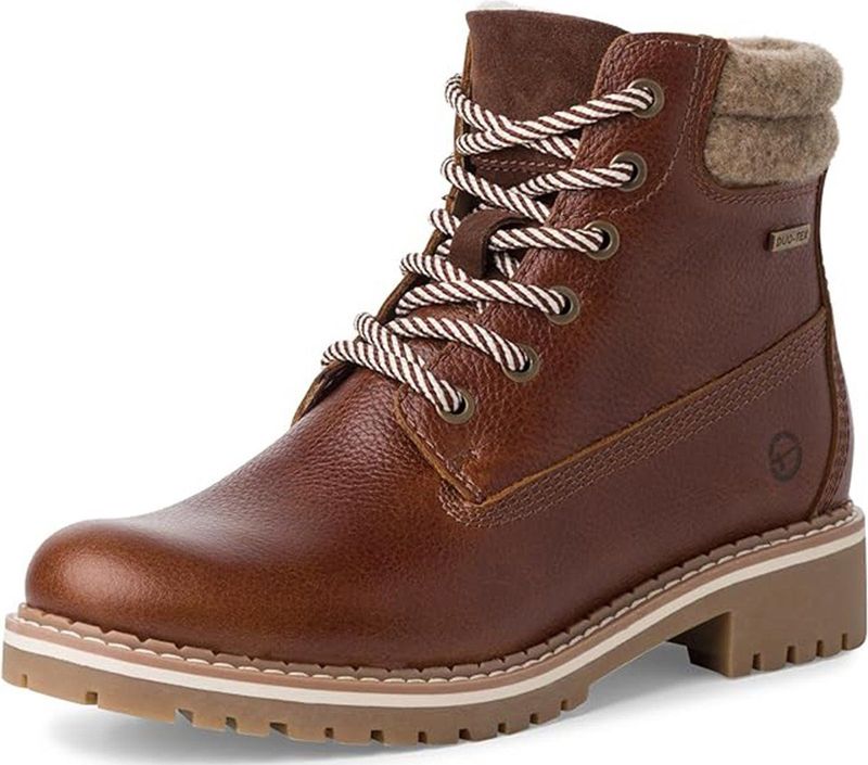 Tamaris - 1-26244-41 - Enkellaars - Bruin - Leer/Textiel - Blokhak