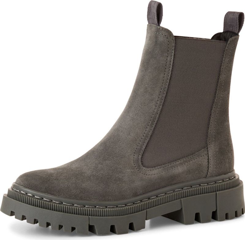 Tamaris dames chelsea boot leren laarzen enkellaars vrouwen leer M2549141 grijs