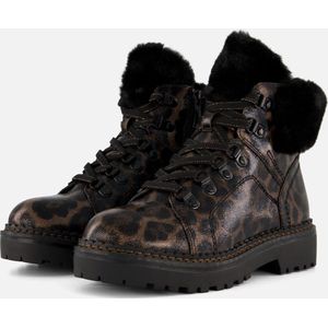 Tamaris Leopard Veterboots zwart Textiel