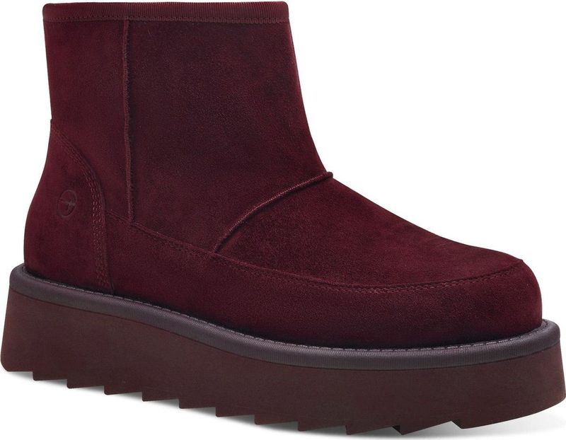 TAMARIS - Enkellaarsje - Rood - Leren Bovenwerk