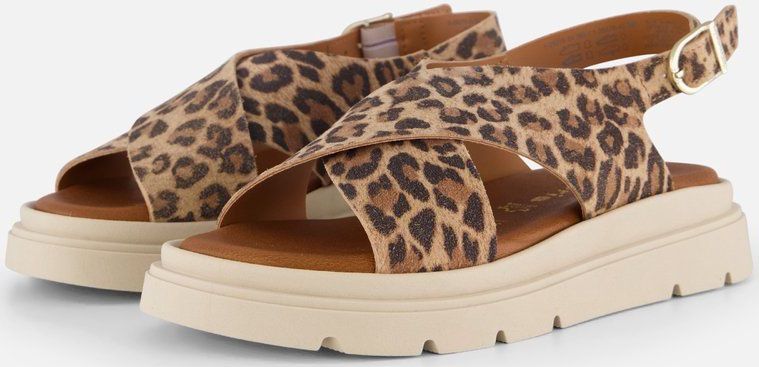 Tamaris Sandalen - Dierenprint met Leer Voetbed en Gespsluiting