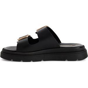 Tamaris Dames Slipper - Elegante Muiltjes van Leer - Zwart