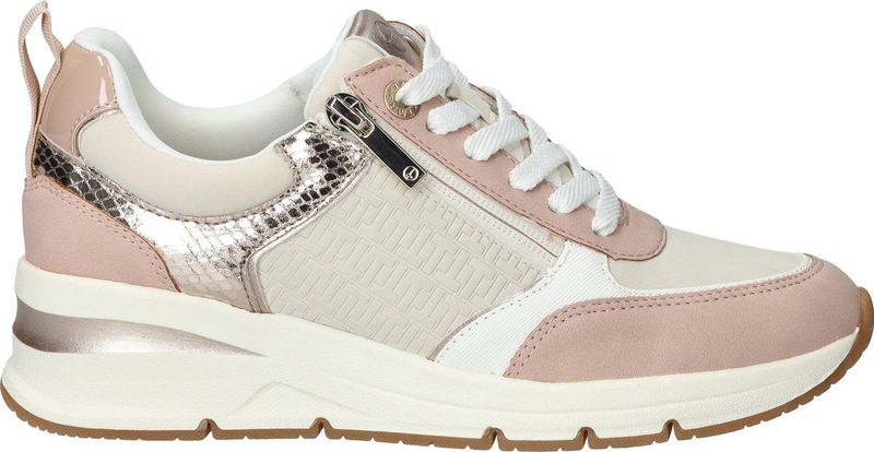 Sneakers - Zwart - Imitatieleer, Mesh - Ritszakken, Sleehak, Color-Blocking