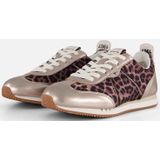 Sneaker - Bruin - Leer en Textiel - Luipaardprint en Glanzend