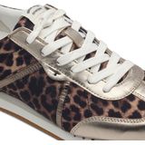 Sneaker - Bruin - Leer en Textiel - Luipaardprint en Glanzend