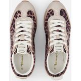 Sneaker - Bruin - Leer en Textiel - Luipaardprint en Glanzend