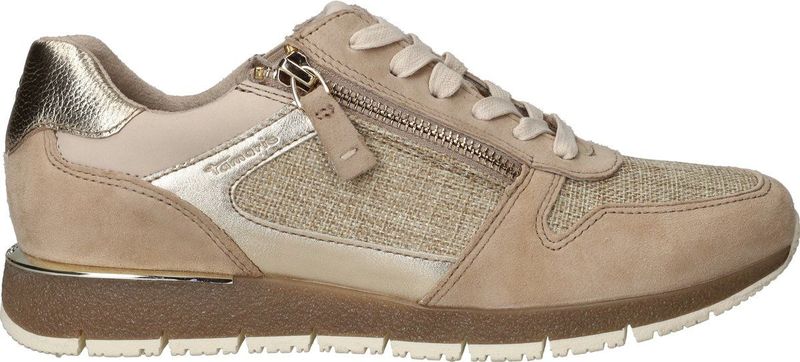 Tamaris - Sneakers - Beige - Textiel - Veter- en Ritssluiting