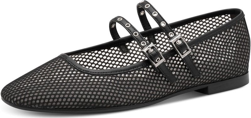 Tamaris - 1-22143-44 001 - Ballerina - Zwart - Mesh en Kunstleer