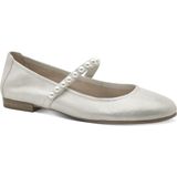 Ballerina - Zilver - Leer - Mary Jane-stijl met Pareldecoratie