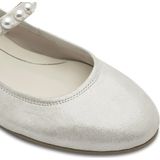 Ballerina - Zilver - Leer - Mary Jane-stijl met Pareldecoratie