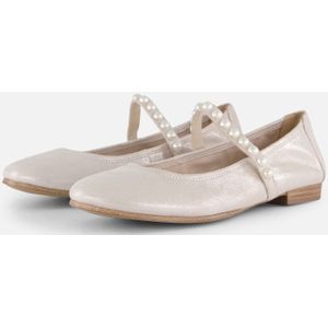 Ballerina - Zilver - Leer - Mary Jane-stijl met Pareldecoratie