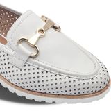 Instappers - Wit - Ademend - Platte Zool - Goudkleurige Gesp