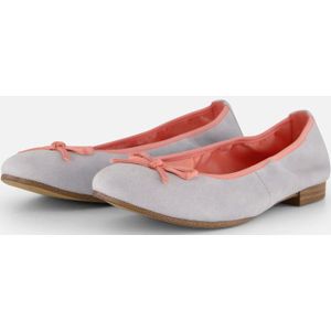 Ballerina - Blauw - Suède - Platte Zool - Fijne Strik