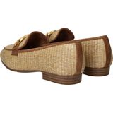 Instappers - Beige - Leer/Textiel - Platter Zolen met Gouden Gesp