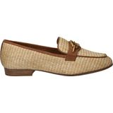 Instappers - Beige - Leer/Textiel - Platter Zolen met Gouden Gesp