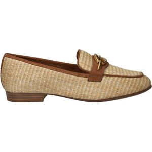 Instappers - Beige - Leer/Textiel - Platter Zolen met Gouden Gesp