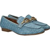 Instappers - Loafers - Blauw - Leer en Textiel - Platte Zolen