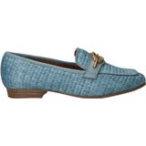 Instappers - Loafers - Blauw - Leer en Textiel - Platte Zolen
