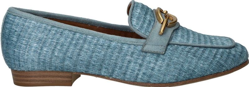Instappers - Loafers - Blauw - Leer en Textiel - Platte Zolen