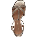 Tamaris - Elegante Sandalen - Bruin - Stof - Blokhak 50 mm