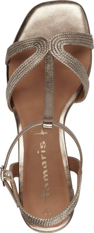 Tamaris - Elegante Sandalen - Bruin - Stof - Blokhak 50 mm