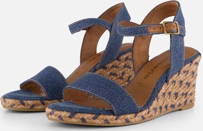 Tamaris - Sleehak Sandalen - Blauw - Denim - Touch-It Technologie