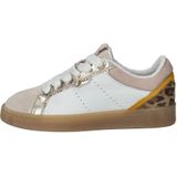 Sneaker - Beige - Leer en Suède - Platte Zool - Gouden Accenten