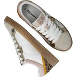 Sneaker - Beige - Leer en Suède - Platte Zool - Gouden Accenten