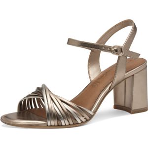 Sandaaltje - Metallic - Synthetisch - Gevlochten Bandjes - Blokhakhoogte 7,5 cm