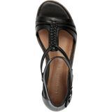 Tamaris - 1-28256-44 - Sandalen - Zwart - Leer/Synthetisch - Sleehak 5 cm