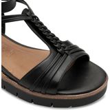Tamaris - 1-28256-44 - Sandalen - Zwart - Leer/Synthetisch - Sleehak 5 cm
