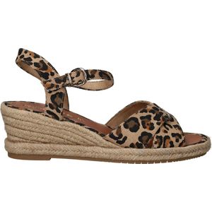 Tamaris - Sandalen - Bruin - Textiel Bovenwerk - Gevlochten Sleehak