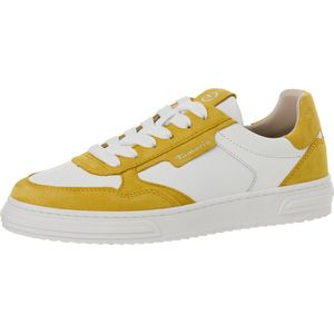 Tamaris - 1-23617-42 600 - Dames Sneaker - Wit / Geel - Materiaalmix
